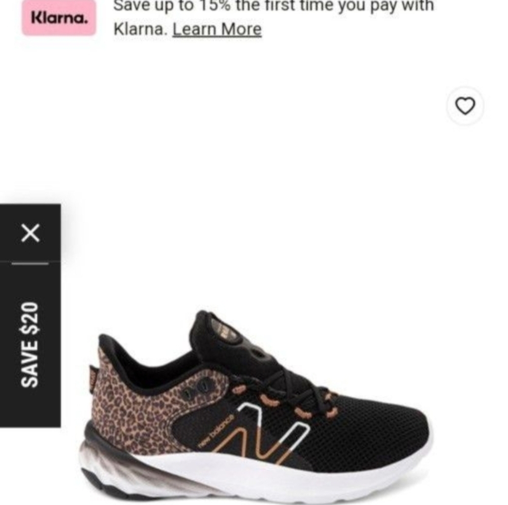 New Balance Black and Animal Print Sneakers Youth Size 5 Shoes Sneakers